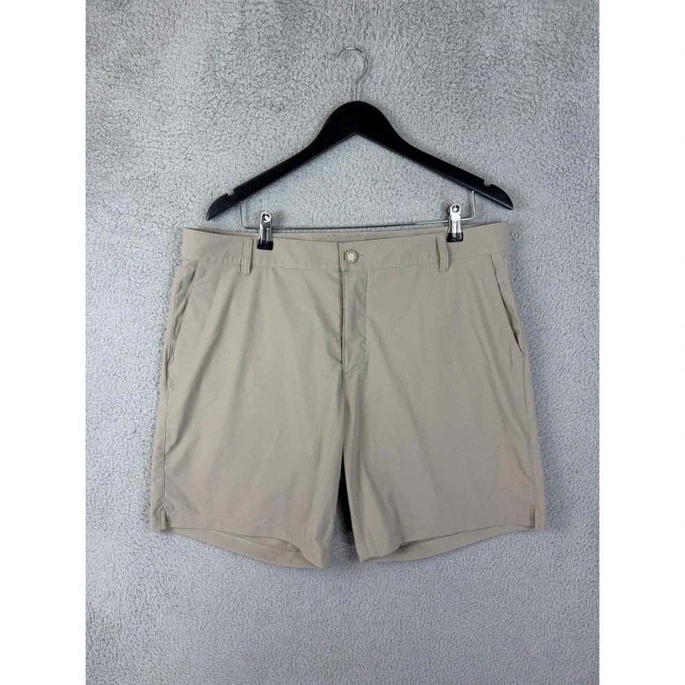 Rhone Commuter Shorts Mens 36 Beige Performance Nylon Stretch Chino 9